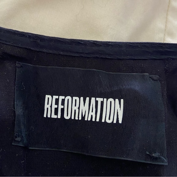 Reformation black tencel and linen deep v wrap midi dress with side bow - Picture 4 of 7